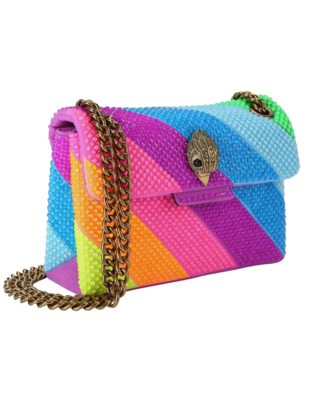MINI KENSINGTON L Neon Crystal Stripe Cross Body Bag by KURT GEIGER NEW
